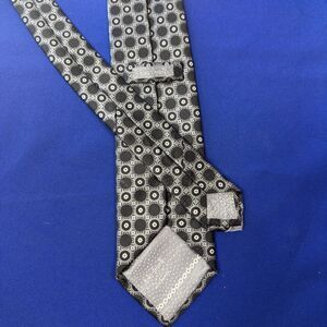 Italo Ferretti Silvi Marina Silk Tie Black Gray Geometric Medallion 61 x 3.5